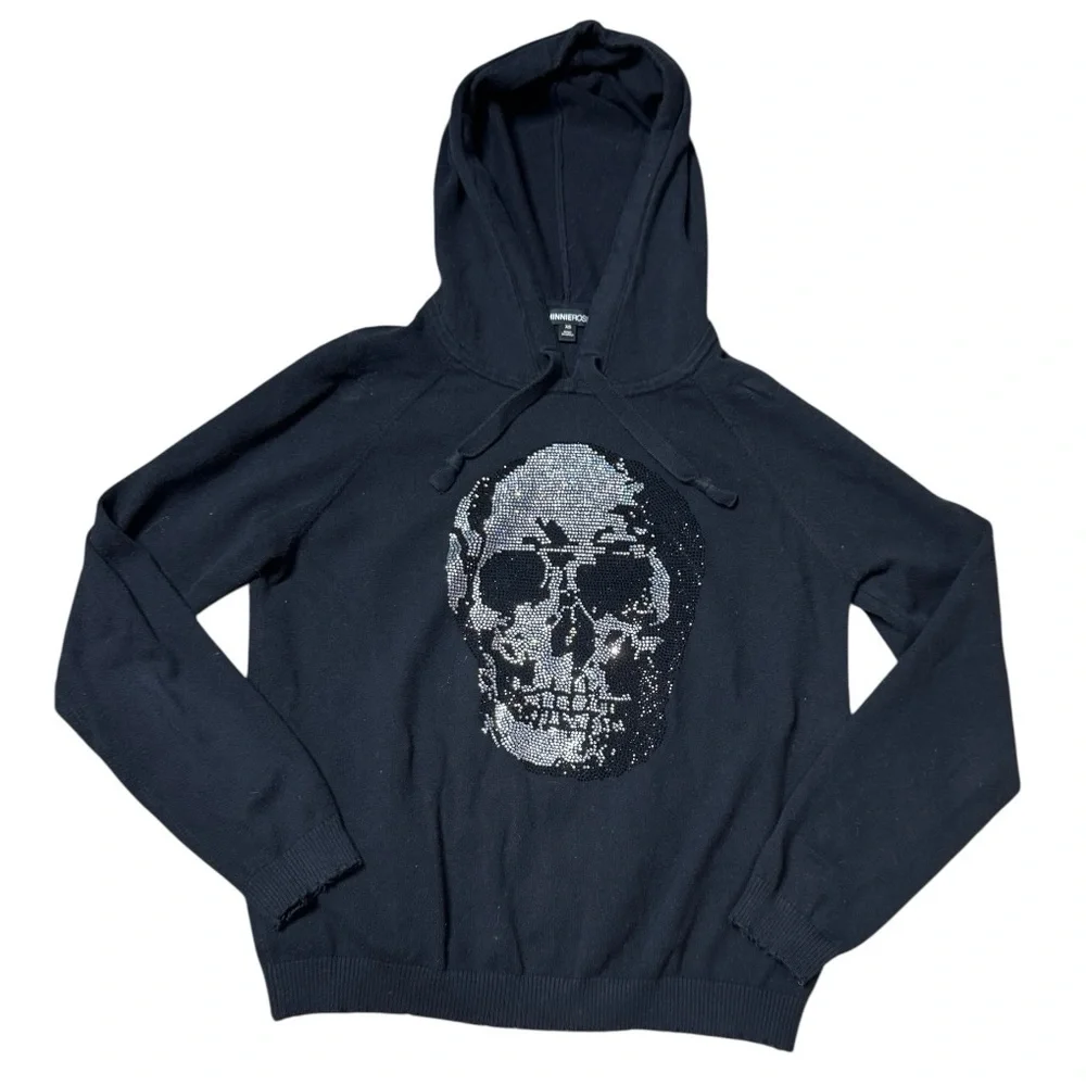 Minnie Rose Embellished Skull Hooded Sweater size XS